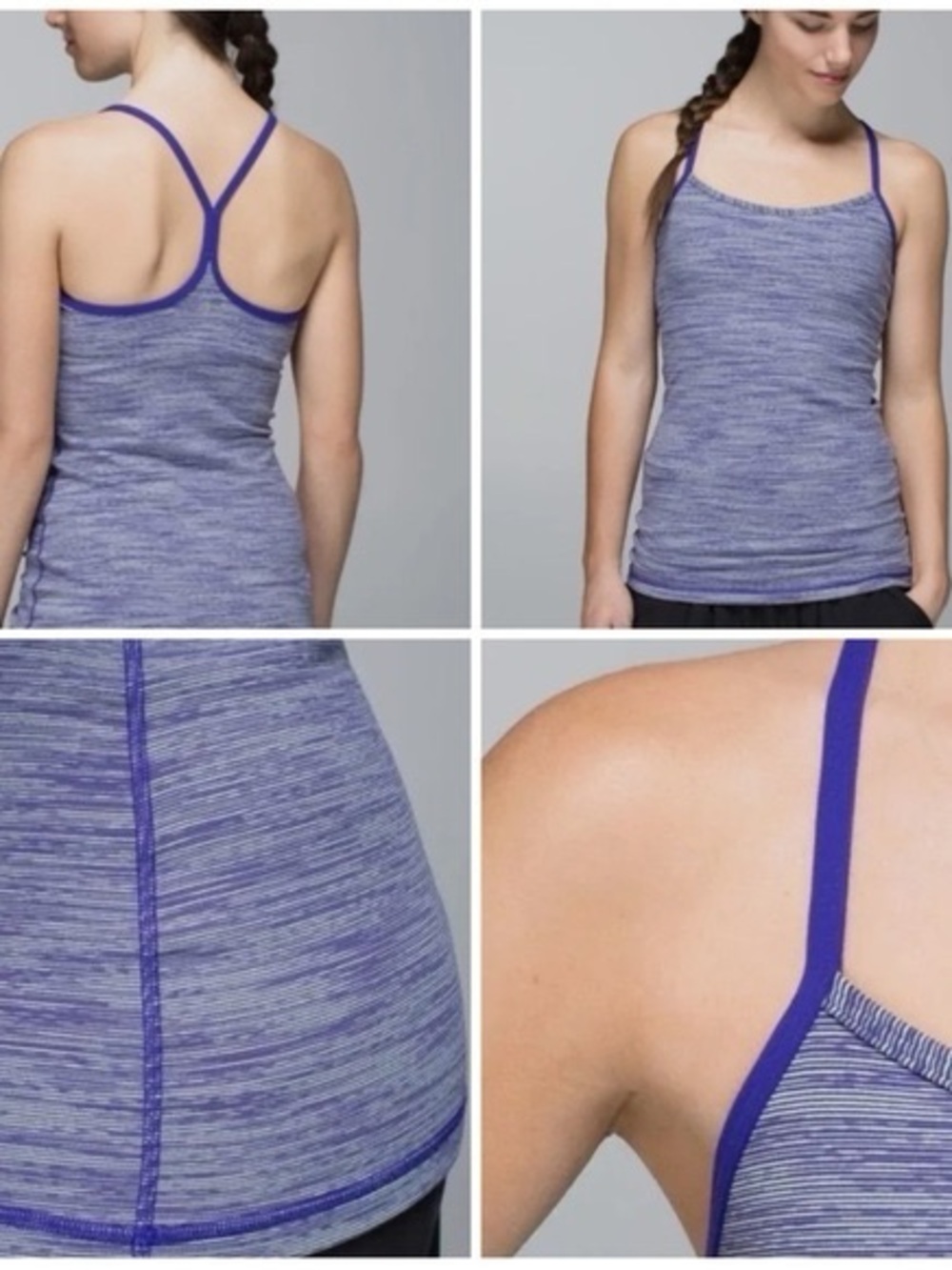 Lululemon Power Y Tank Space Dye Purple Built In Bra Yoga Size 6-8